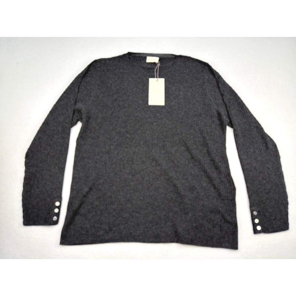 Poetry Silk Cashmere Ribbed Sweater Black Marl Crew Neck UA39.22.A Womens US‎ 18
